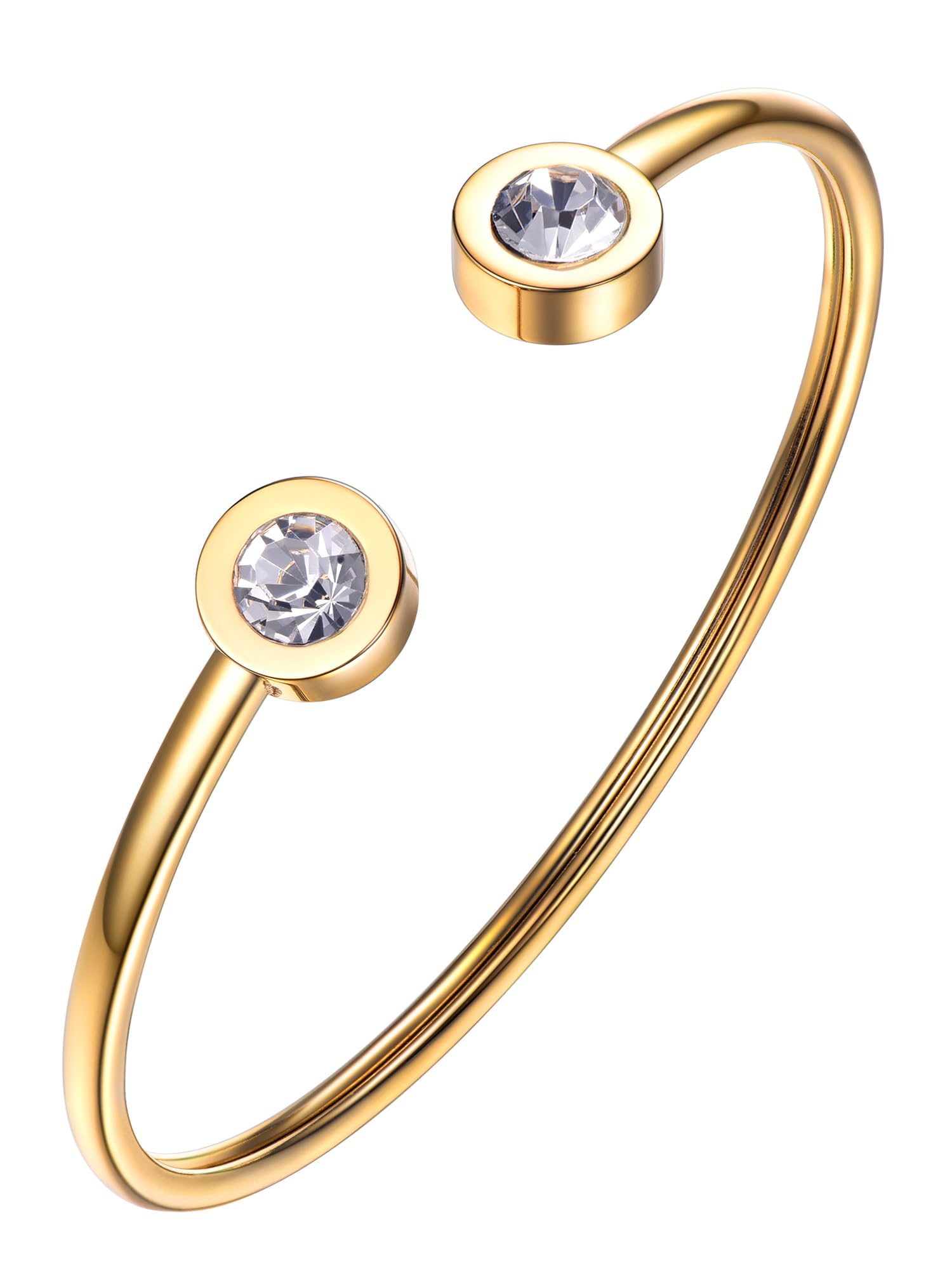 PROSTEEL April Geburtsstein Armband – 18k Vergoldet, Edelstahl, Offener Armreif | Minimalistisch, Für Frauen & Mädchen, Geschenk Mit Samtbeutel