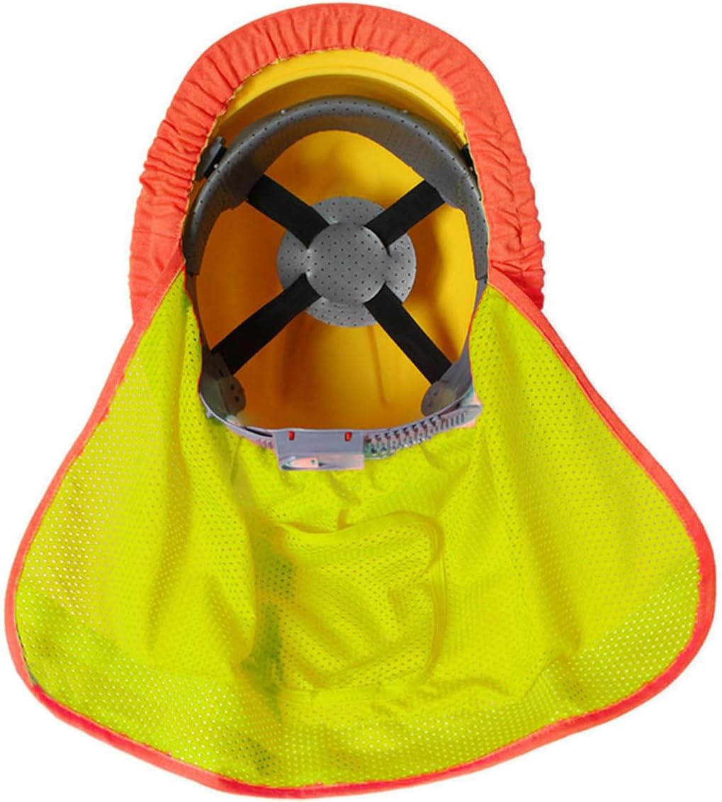 High Visibility Mesh Sun Shade Helmet Cover with Reflective Stripe and Neck Shield, Easy to Fold Sun Protection for Hard Hat, for Hiking and Outdoor Activities