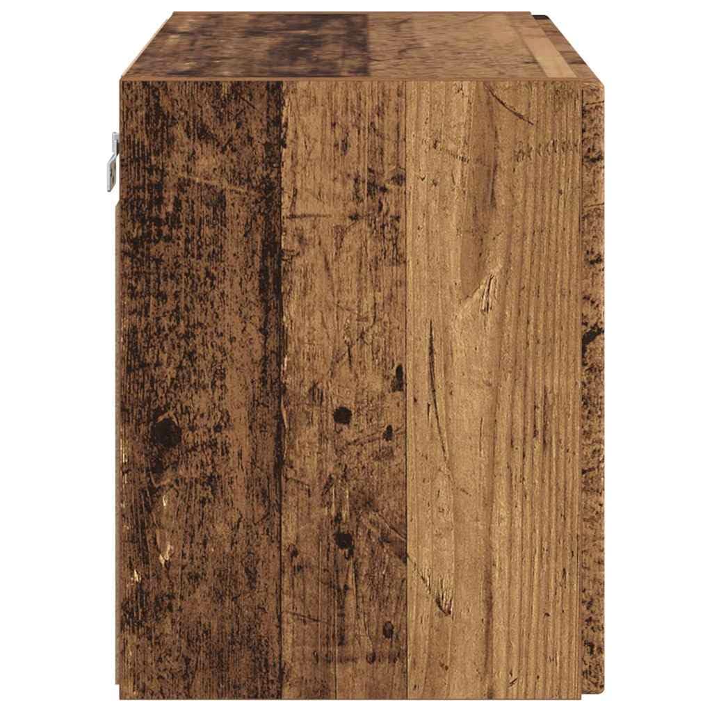 Mobile da parete per TV, in legno anticato, 59,5 x 31 x 40 cm, con 2 ante e ripiano, credenza bassa per soggiorno, camera da letto, home theatre, gaming, angolo, spazio per multimediali