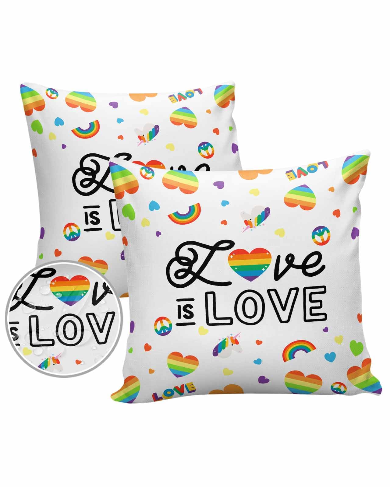 Edwiinsa Abstract Love Outdoor Pillow Covers Waterproof,All Weather Cushion Case Set of 2 Decorative Pillowcases for Sofa Couch Bed Decor Patio Furniture 16