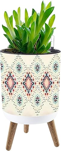 Miniatura 1 de Maceta con soporte Ikat geométrico folklore ornamento tribal textura étnica maceta bohemia con patas de pie 8.7 pulgadas macetas de riego automático