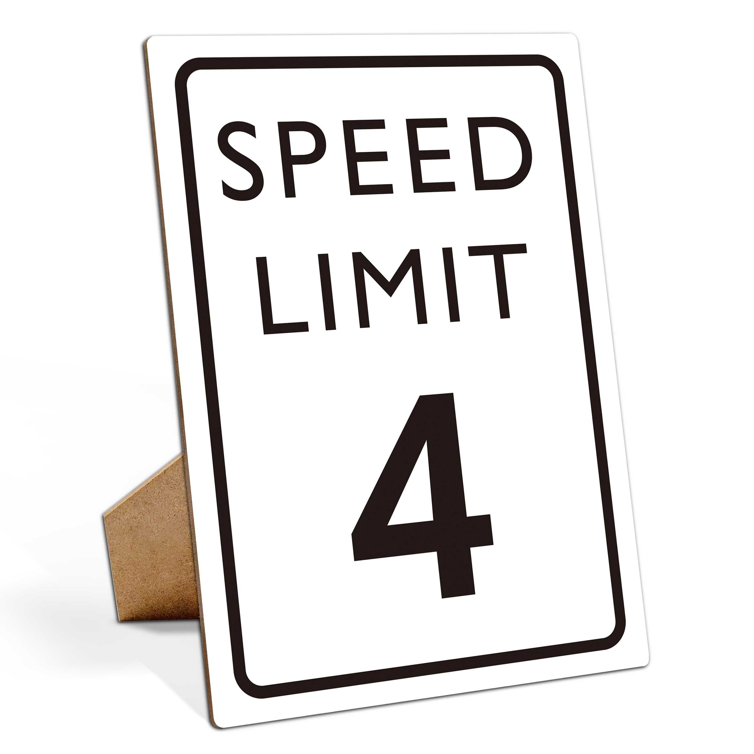 Race Car Birthday Decor, Speed Limit Sign, Fast Four, Race Car Birthday Party Decorations, 8×11 Wooden Play Sign with Stand, Let's Go Racing Party Supplies for Boy Race Fans - LP065