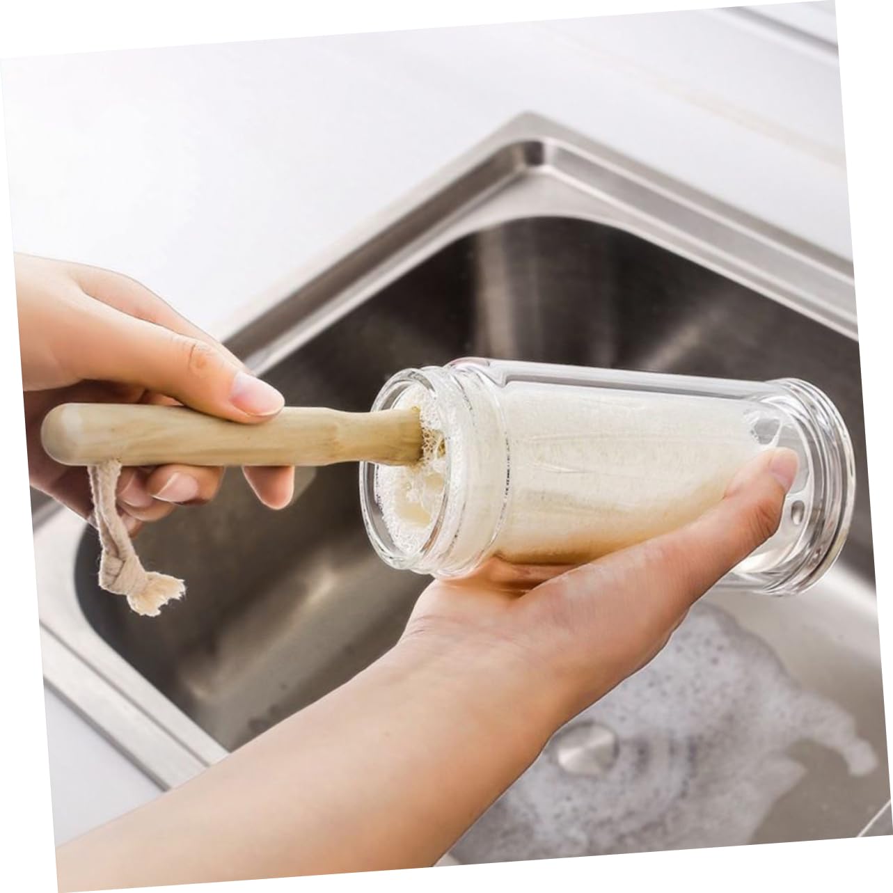 PRETYZOOM Lot De 5 Brosses De Nettoyage pour Tasses avec Manche en Bois pour Bouteilles Deau Et Ustensiles De Cuisine (3 Pièces X 5)