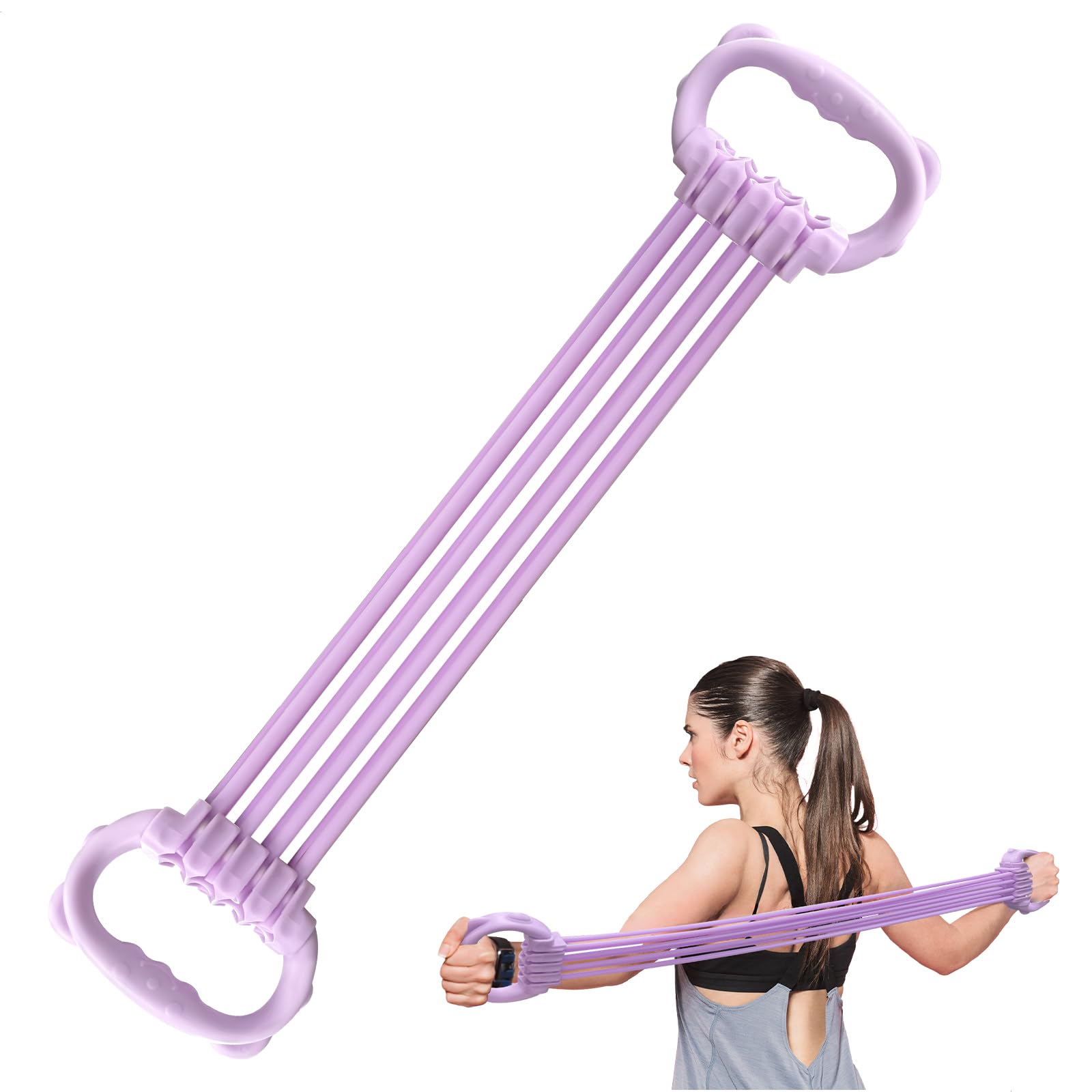 Bande di Resistenza,Bande Elastiche Fitness con Impugnatura Antiscivolo,Fasce Elastiche Fitness 15-120 Libbre,Regolabile in 8 Posizioni per L'allenamento di Petto,Braccia e Total Body
