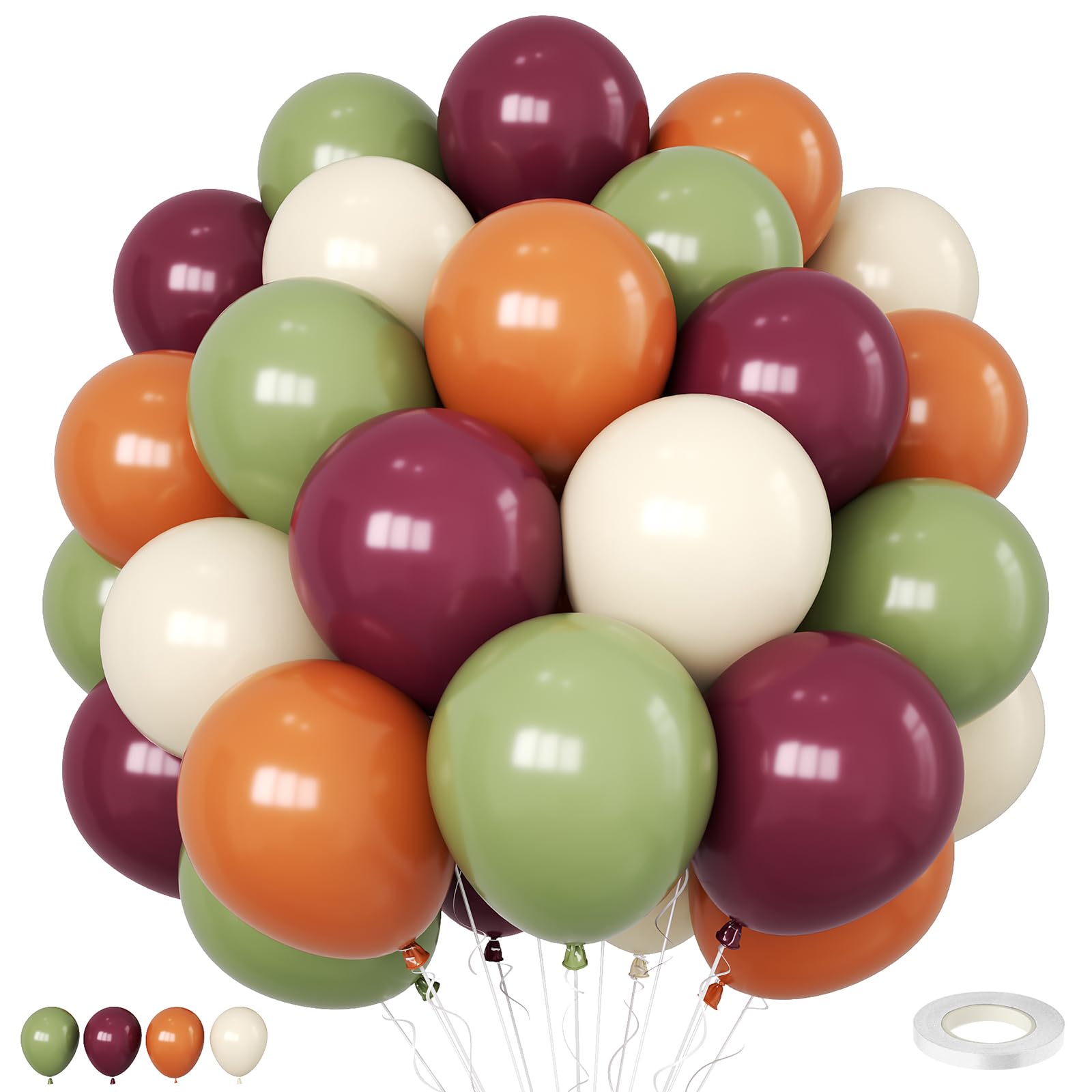 Fall Balloons, Green and Orange White Balloons for Thanksgiving Day