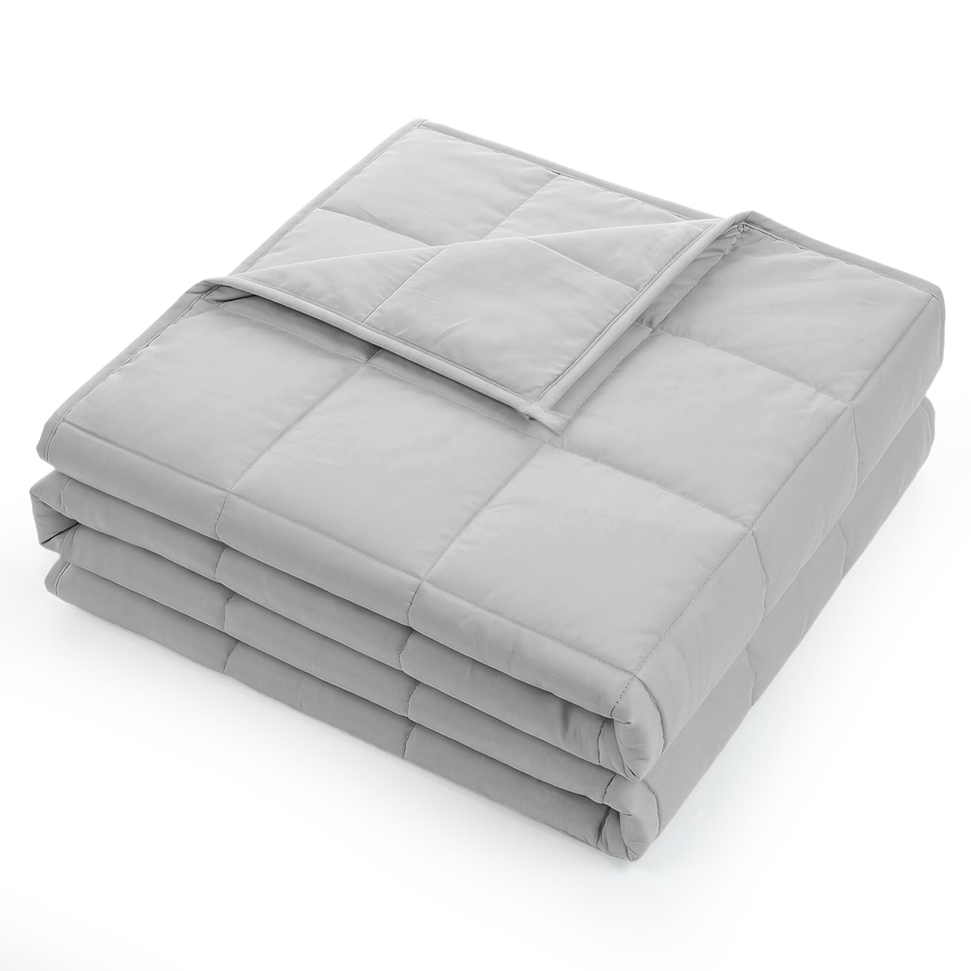 Serentra Light Grey Weighted Blanket 15 Lbs For Adults, Breathable Heavy Blanket With Premium Glass Beads, Soft Polyester All Season Throw For Bed Sofa, Twin 48 X 72 Inches,