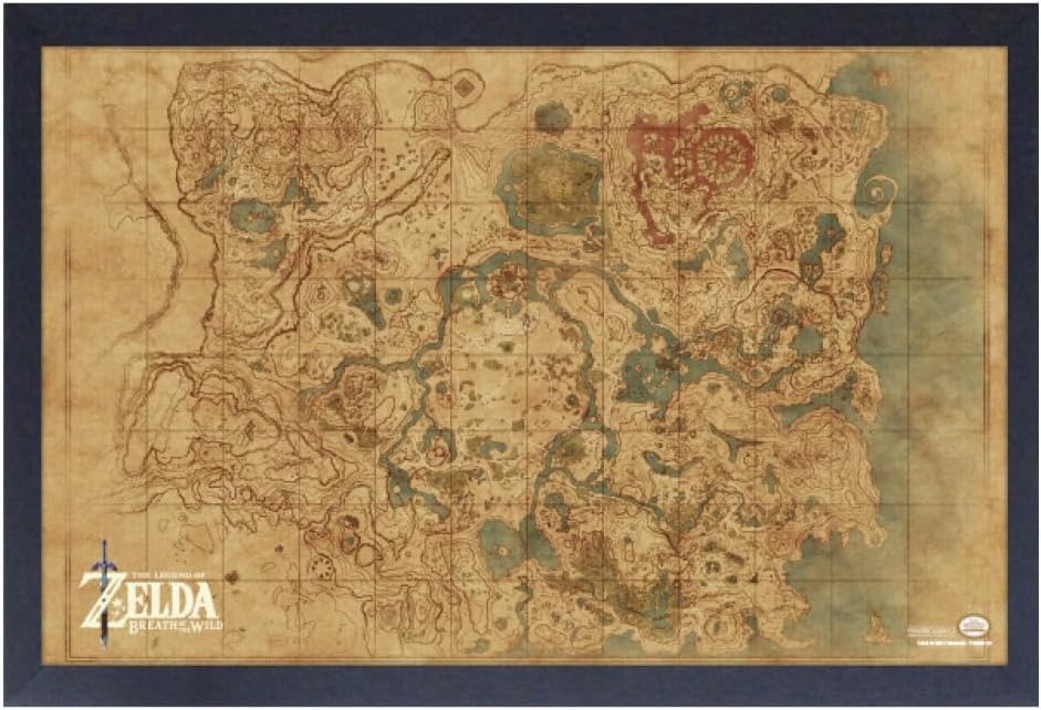 Pyramid America Zelda Poster – Legend of Zelda Poster - Breath of the Wild Map 11 x 17 inch Frame Print - Perfect Zelda Wall Art for Game Room Decor - Bedroom & Living Room