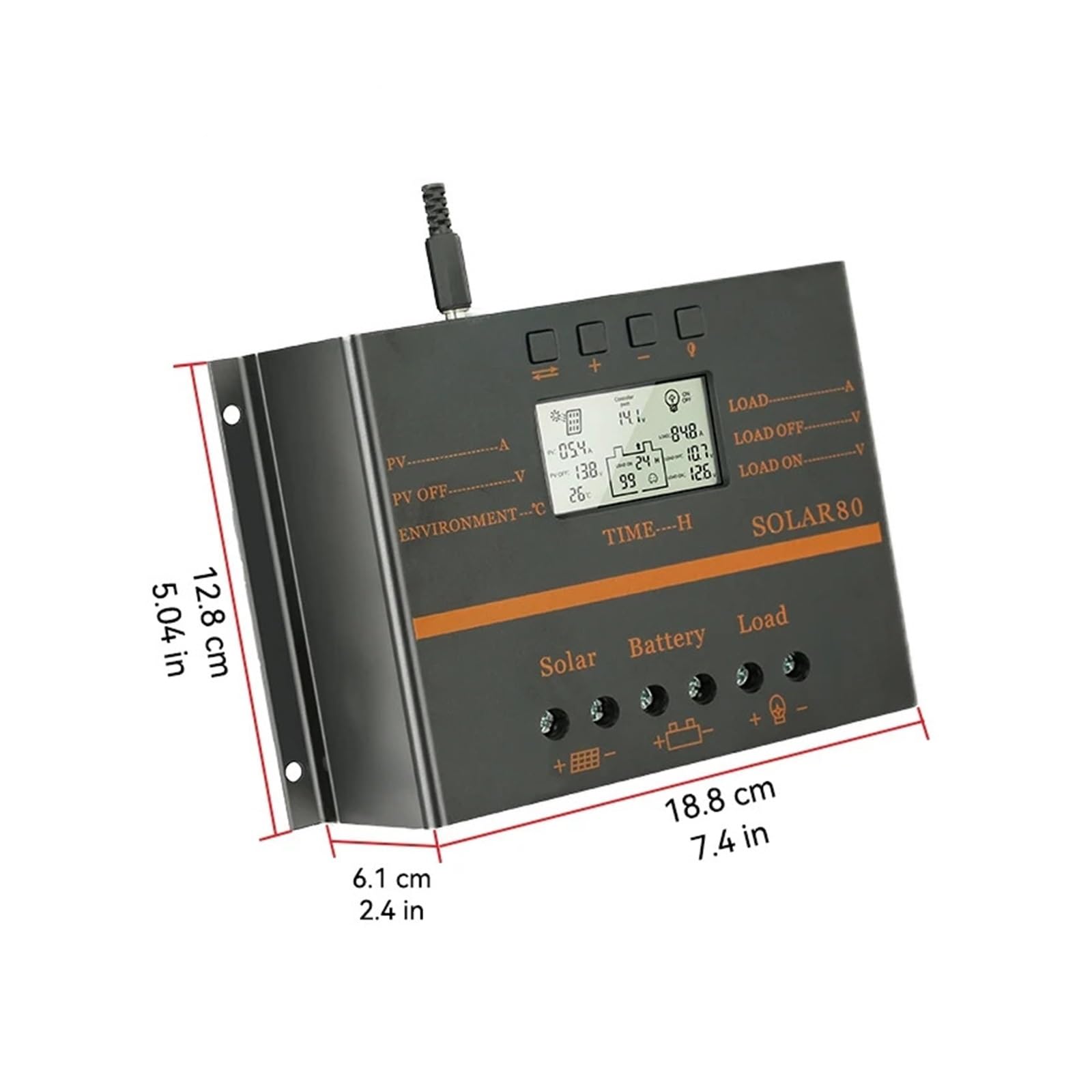 PWM 80A 60A regulator ładowania słonecznego 12V 24V ładowarka samochodowa regulator panelu słonecznego z wyświetlaczem LCD PV Max 50VDC(80A)