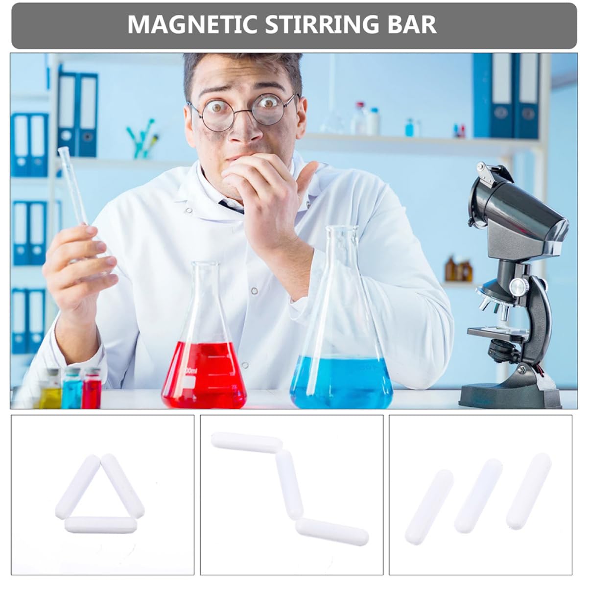 ULTECHNOVO 40pièces Barre De Stir Magnétique Ptfe Pour Laboratoire Agitation De Liquides Cylindrique Et Résistante à Haute Température Idéale Pour Universités Et Recherche Scientifique
