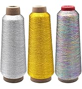Metallic Machine Embroidery Thread,RoadLoo 3 Pcs Sewing Machine Thread 3200m Polyester Machine Em...