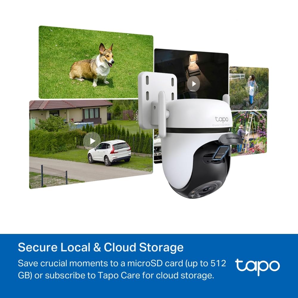 Tapo C52A 360° Überwachungskamera Außen, 2K 4MP, Starlight Farbe Nachtsicht, KI-Erkennung, Bewegungsverfolgung, WLAN oder Ethernet, microSD-Karte bis zu 512 GB