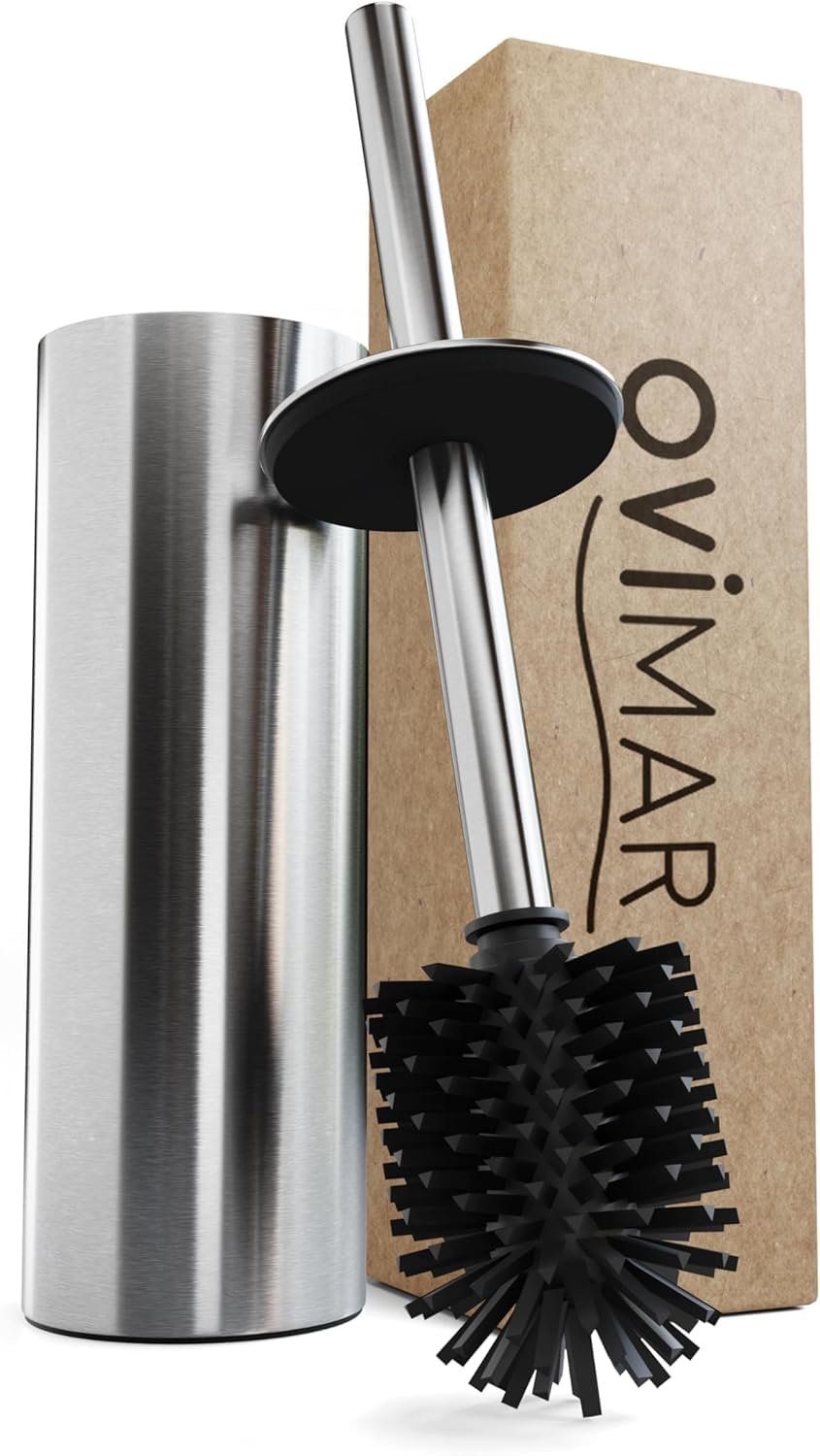 Ovimar Scopino Laeso | Scopino in Silicone Argento | Acciaio Inox con Coperchio | Design Elegante per Bagno e Toilette