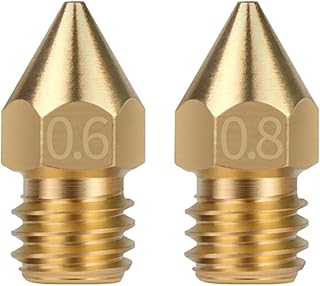 APAAZO 10pcs 3D Printer MK8 Brass Nozzle 0.2/0.3/0.4/0.5mm Extruder Print Head Nozzle Compatible With 1.75mm Filament CR10 CR10S 3D Printer Parts (Size : 0.6mm)