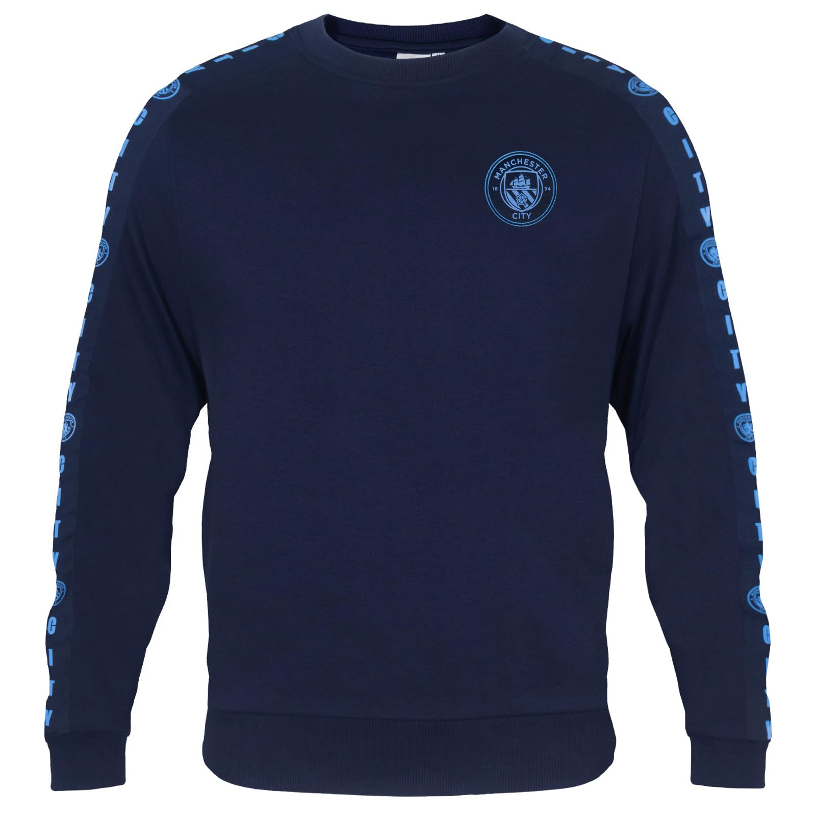 Manchester City Men's Navy Blue ’S Sweatshirt Taped Official Football Gift Navy 3XL