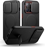 Vista 24 de SURITCH Funda para iPhone 14 Pro Max con cubierta magnética para cámara deslizante y soporte ajustable, compatible con MagSafe, funda protectora