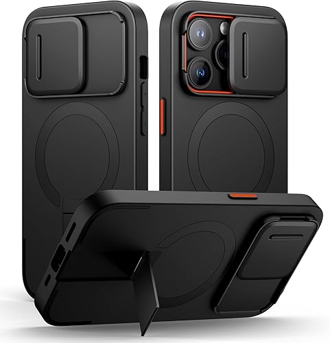 Miniatura 24 de SURITCH Funda para iPhone 14 Pro Max con cubierta magnética para cámara deslizante y soporte ajustable, compatible con MagSafe, funda protectora