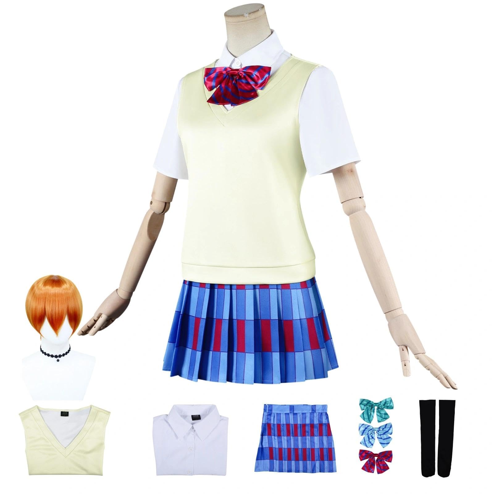 Halloween Kostüm für Erwachsene, Karneval Rollenspiel Cosplay Komplettset – Rin Hoshizora Stil