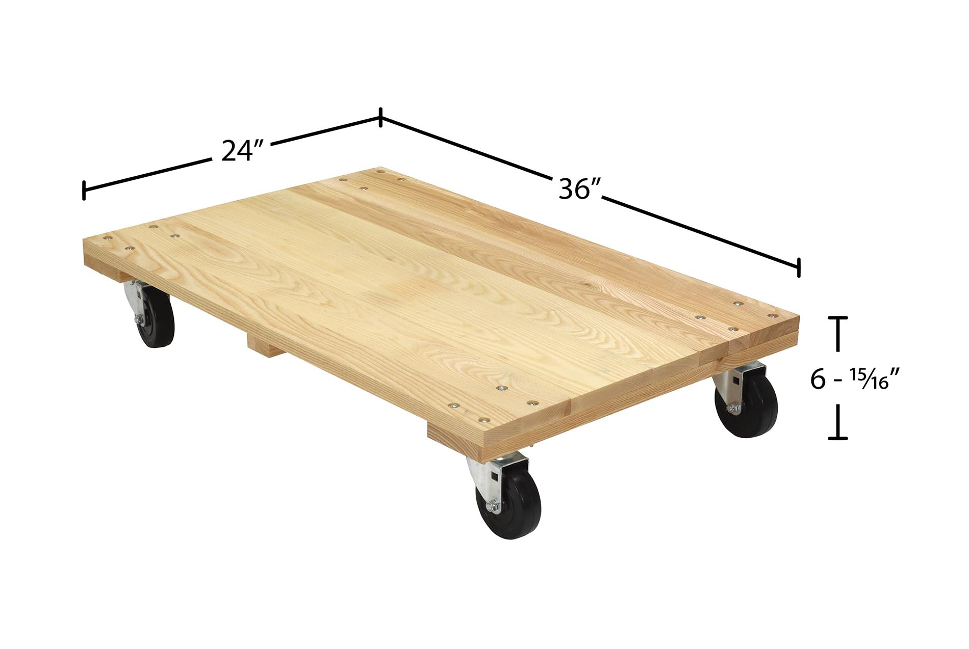 Vestil HDOS-2436-12 Hardwood Solid Deck Dolly 36 In. x 24 In. x 6