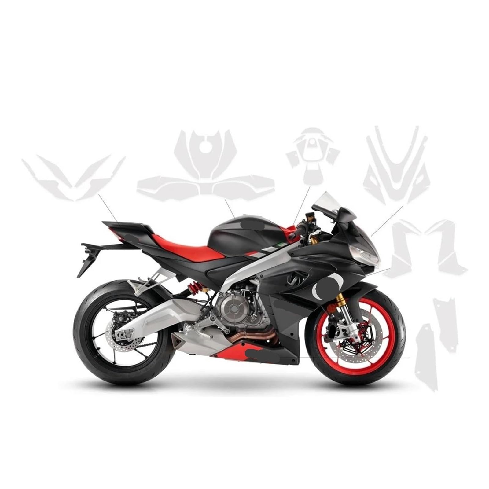 Kit Di Pellicole Protettive In TPU Per Carrozzeria Moto Per RS 660, Trasparenti, Per La Protezione Della Vernice(Style F)