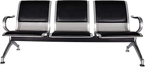 Miniatura 10 de Kinlife - Silla de sala de espera de 3 asientos banco de recepción de oficina con reposabrazos asiento de muebles de invitados de espera para