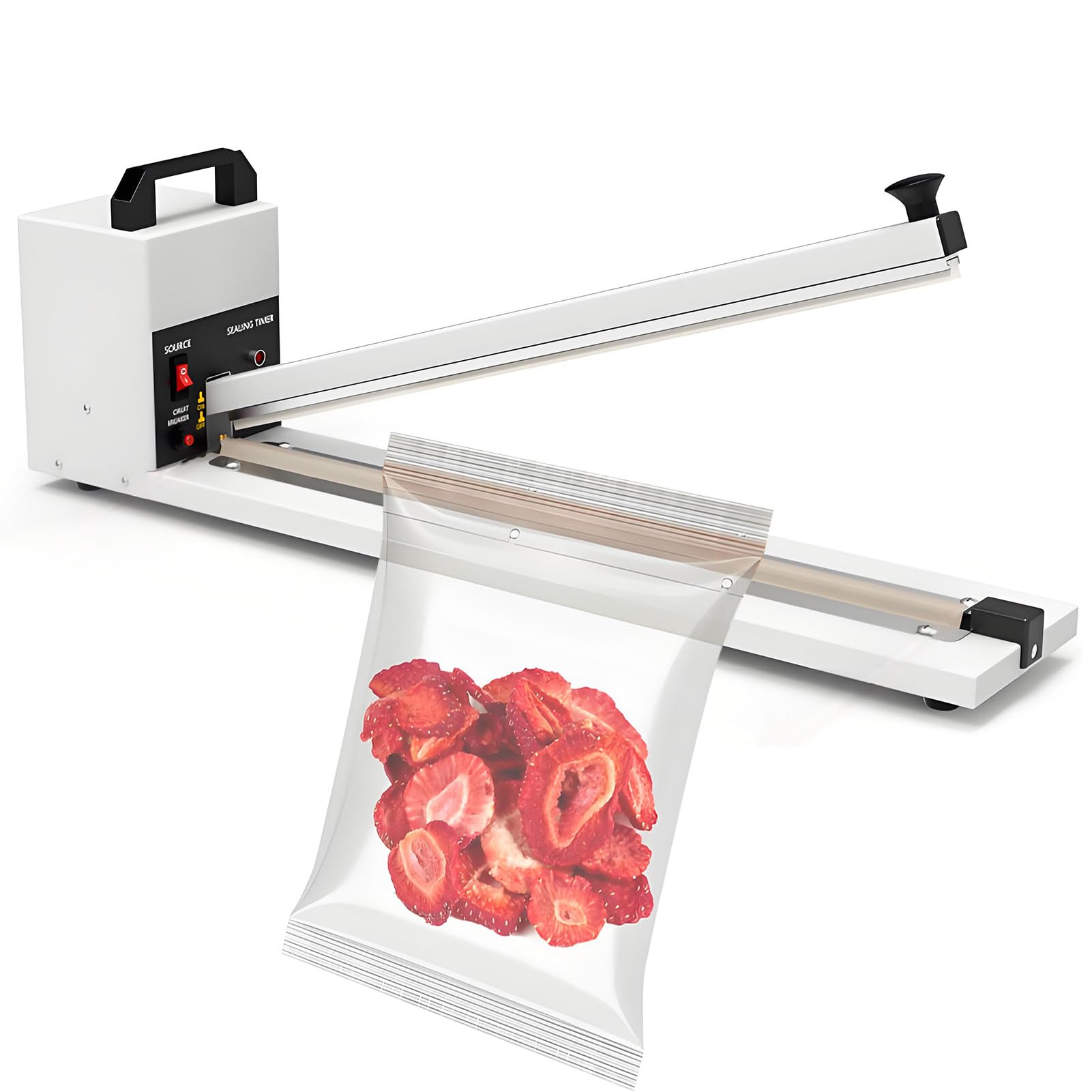 Sigillatrice a Caldo per Sacchetti,8 Livelli di Temperatura,Larghezza di Sigillatura 0,12pollici(3mm),Riscaldamento a Impulsi,Salda Sacchetti Plastica Portatile L60cm