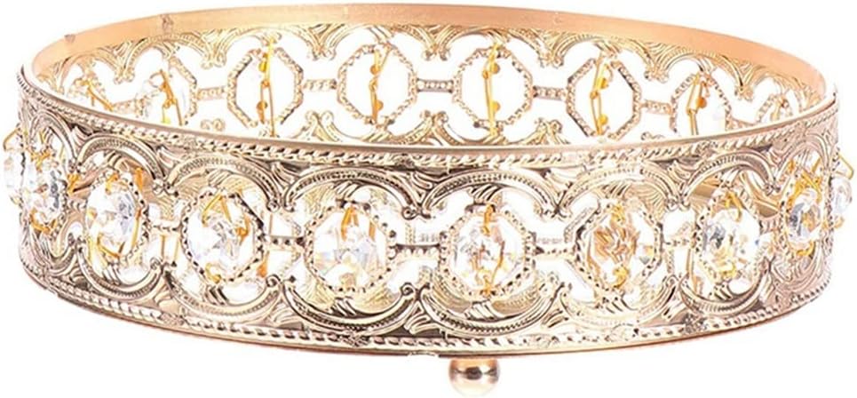 Vanity Makeup Tray Display Trinket Round Dish Decorative Jewelry Organizer Bling(30x30x6CM)