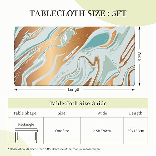 Miniatura 2 de Mantel rectangular de arte abstracto, con bordes elásticos, impermeable, lavable, para decoración de mesa, 5 pies, para fiesta, comedor, picnic
