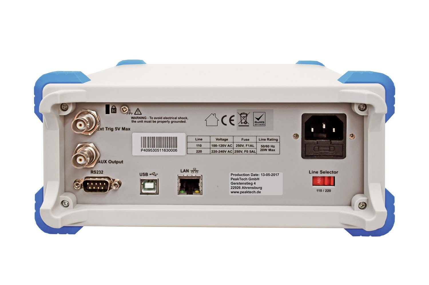 Peaktech 4095 – Multimetro Desktop con Interfaccia Lan e USB, True Rms (Fino a 100 Khz), Rs-232, 60.000 Conteggi, 1 Milione di Punti di Misurazione, Multimetro Digitale - Massimo 150 Valori/Sec.