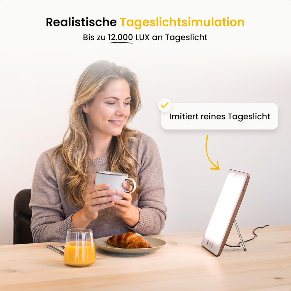 BrellaVio Tageslichtlampe PRO 12.000 Lux UV-freie LED Tageslicht Simulation Lampe mit Tasche