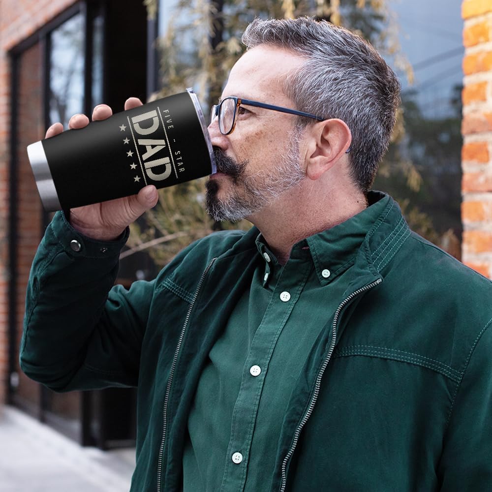 SANDJEST Five-star Dad Tumbler with Lid - Best Dad 20oz Insulated Stainless Steel Mug - Coffee Cup for Travel Sport Outdoor Activities Office, Gift for Birthday Father's Day - Image 7