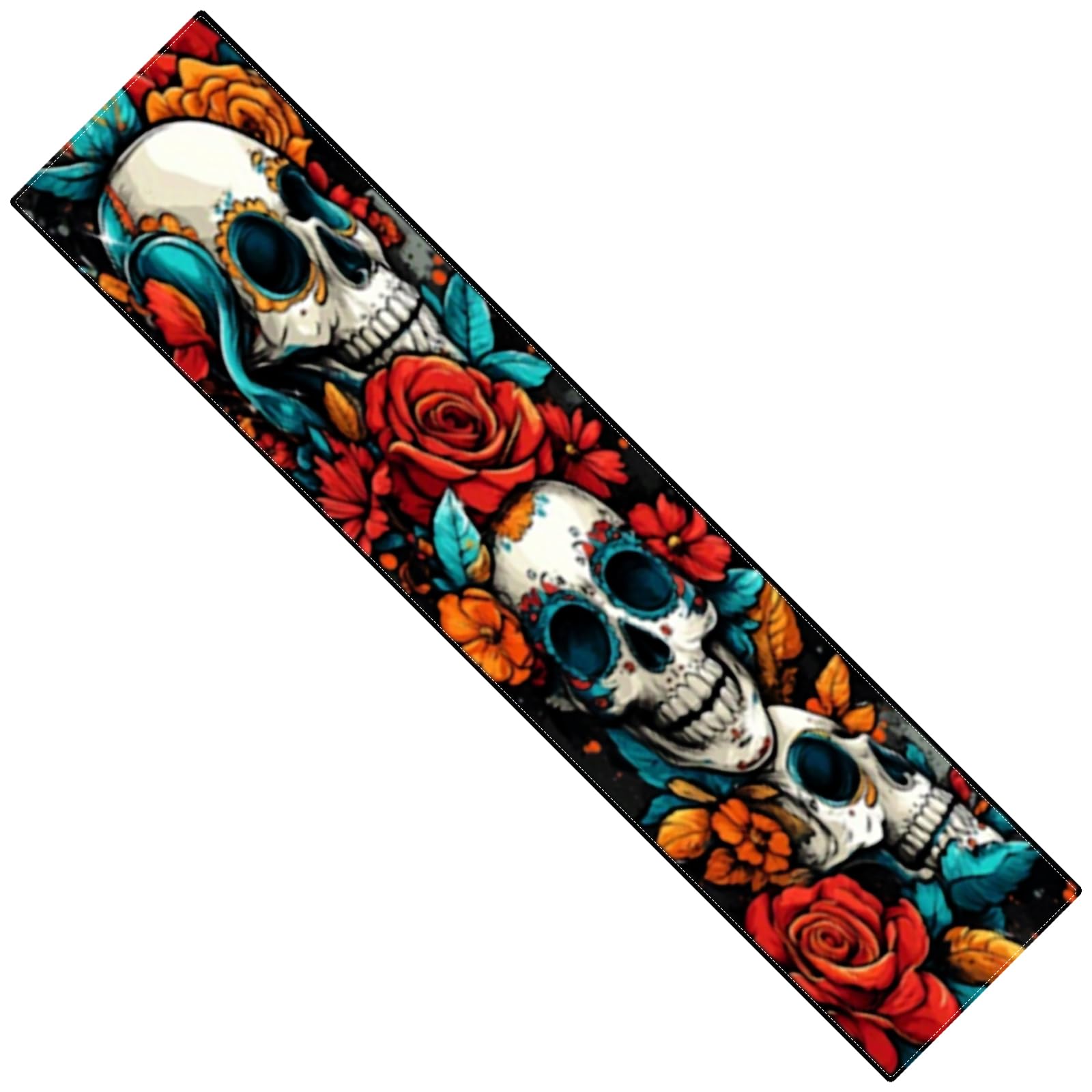 carotoe Recyclable Halloween Tablecloth Skull Plan Launderable Polyster Holiday Dinner Deck for Oriented Celebration Incidents Halloween Party Garnishes
