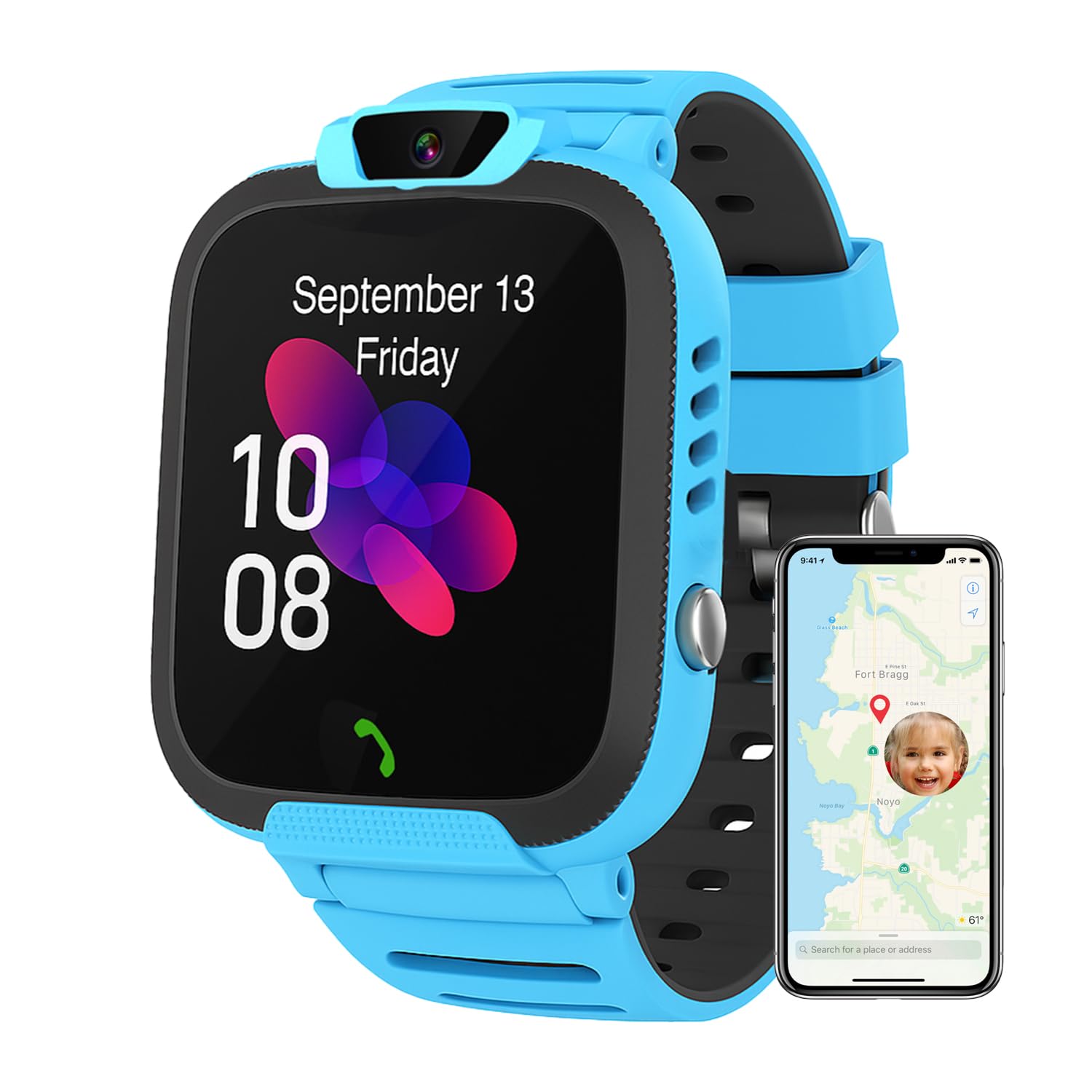 YuxLnJxem Kids Smart Watch GPS Tracker,SIM Card for Calls,7-Day Battery IP67 Waterproof SOS Call - No Game Distraction - Birthday Gift for Boys Girls
