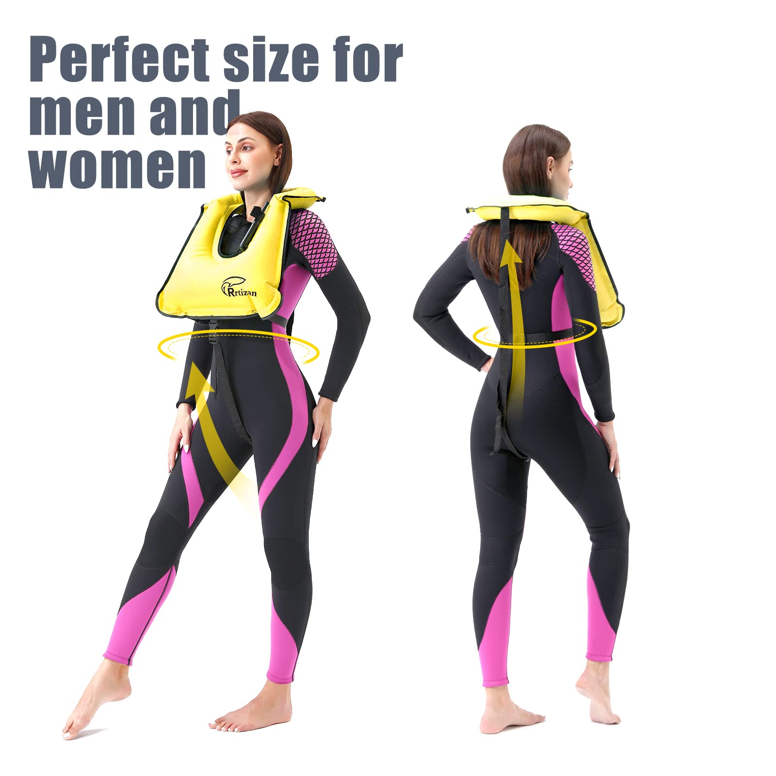 Rrtizan Snorkel Vest, Adults Portable Inflatable Swim Vest Jackets For Snorkeling