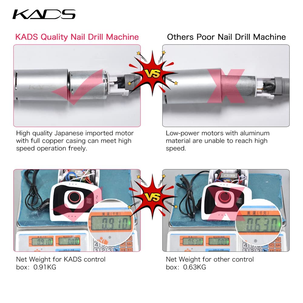 KADS 300-35000 RPM Blanco máquina de pulido de uñas eléctrica profesional torno para uñas Herramienta de manicura de máquina
