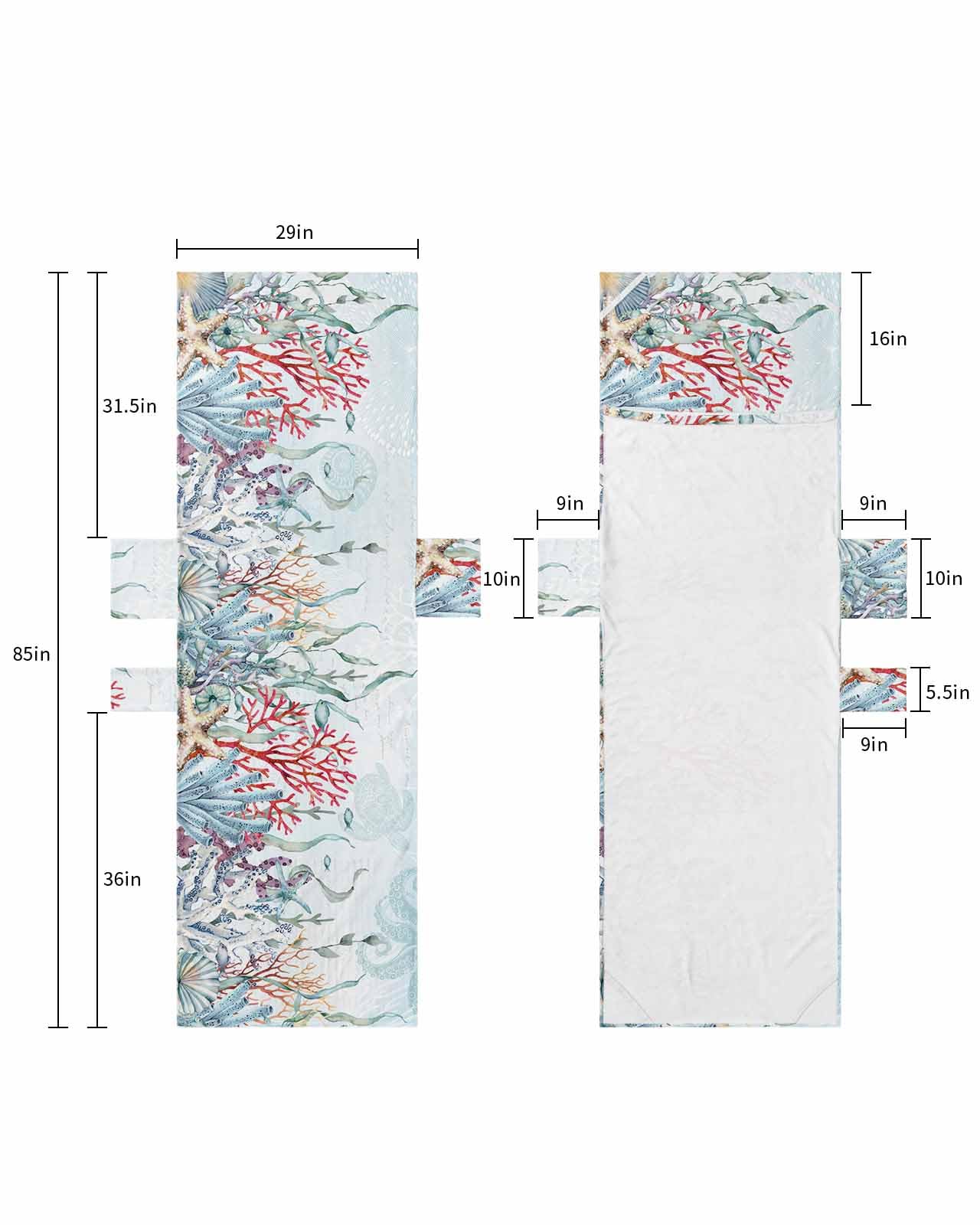 Coastal Coral Beach Lounge Chair Towel Cover, Soft Chaise Lounge Towel with Side Pockets Patio Pool Chairs Cover for Beach/Pool Sunbathing 29x85 Sea Nautical Starfish Shell Ocean Beach