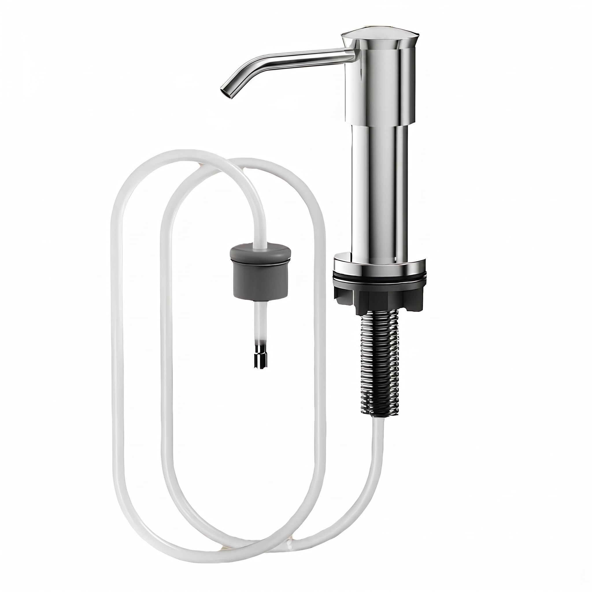 Maizoon Soap Dispenser for Kitchen Sink Stainless Steel and ABS Lotion & Liquid Counter Soap Dispenser Replacement Pump with 39"/1m Extension Tube Kit Bright Silver