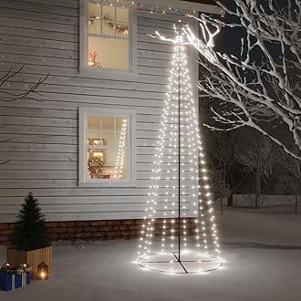 LED Christmas Cone Tree Light with 310 Cold White LEDs, Outdoor Christmas Decoration for Porch, Yard, Garden, Patio, Backyard, Holiday Seasonal Decoration 39.4"x118.1"