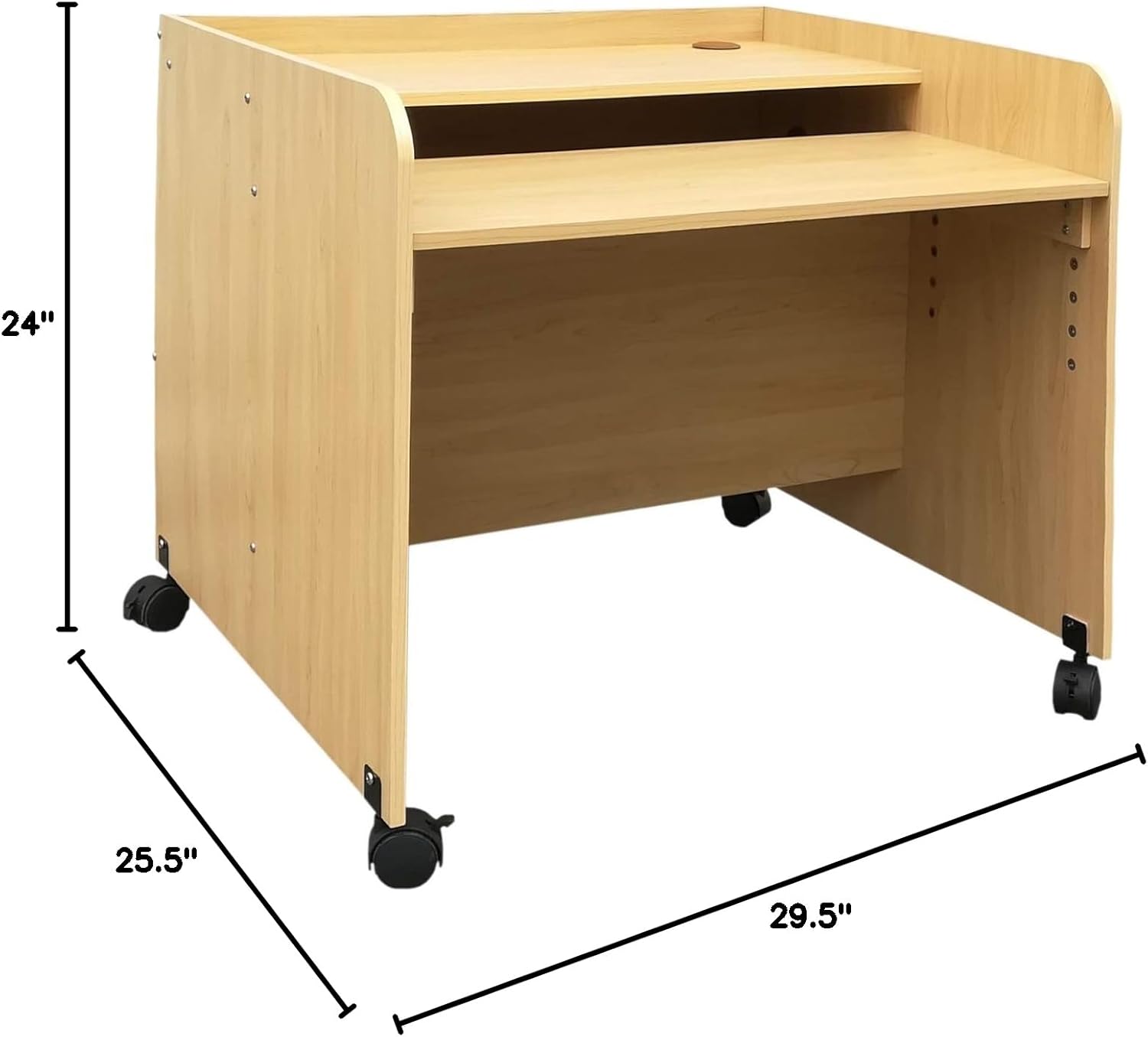 FixtureDisplays 24"H Kids Computer Desk Wooden Single Computer Desk w/Adjustable Keyboard Shelf 18542-MAPLE