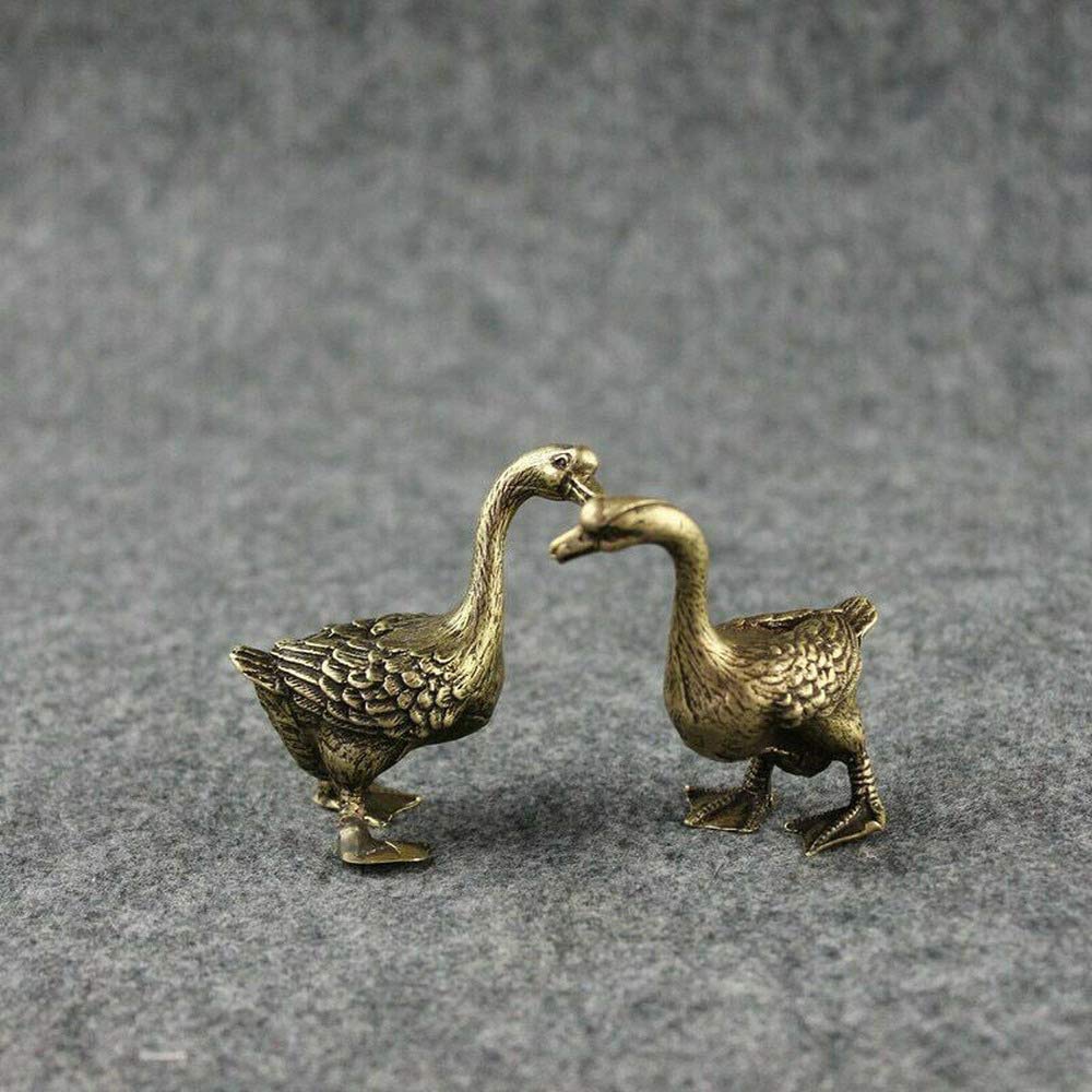 1pc x Retro Copper Solid Goose Figurines Ornaments Brass Tea Pet Decoration Accesories, Gold