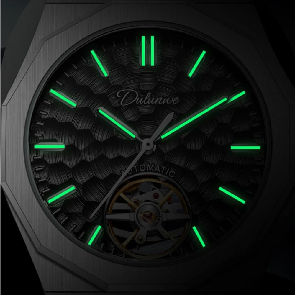 Einzigartige Uhr mit wassergeriffelter Oberfläche, hohl, Tourbillon, vollautomatisch, mechanische Herrenuhren, modisch, luxuriös, leuchtend, wasserdicht