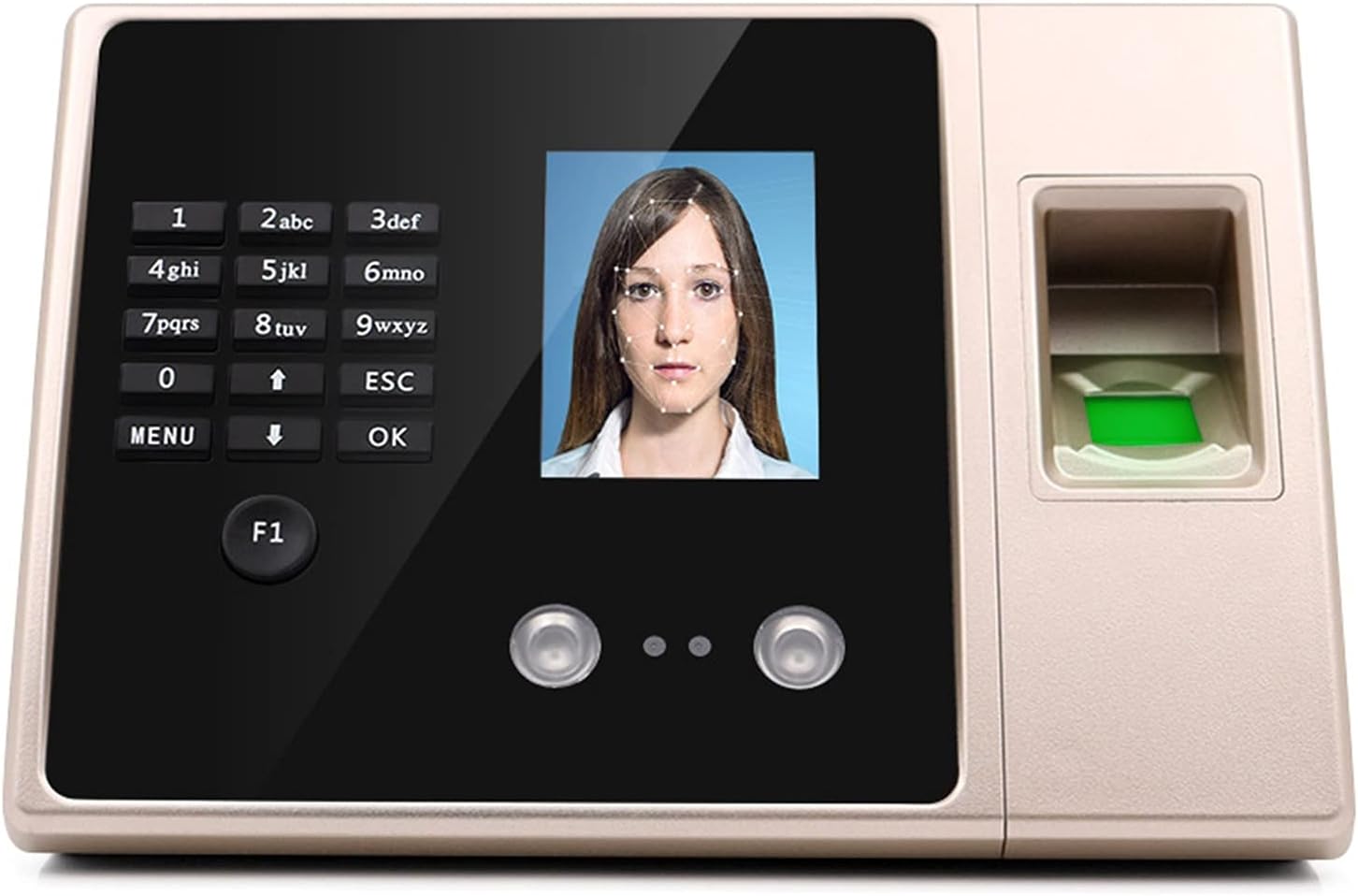 Biometric Employee Attendance Machine Attendance Machine People Face Facial Recognition Chinese and English Version of Work Card Machine for Small Businesses and Offices,