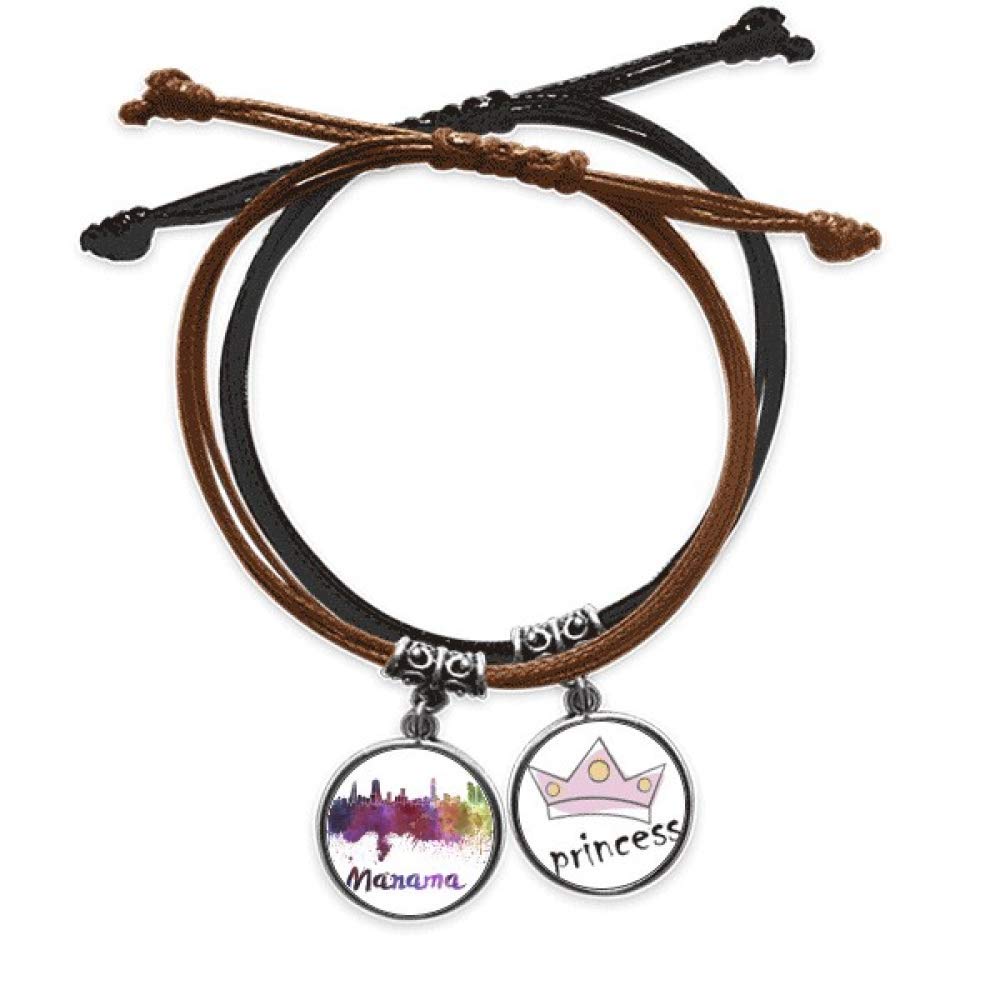 Pulsera de cuerda Manama Bahrein ajustable con cadena de cuero suave 5