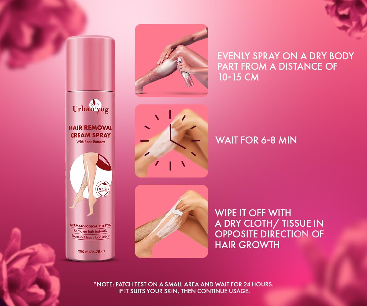 Urban yog Hair Removal Cream Spray for Women | Painless Body Hair Removal Spray for legs, hands, underarm & back (200 ML) 4