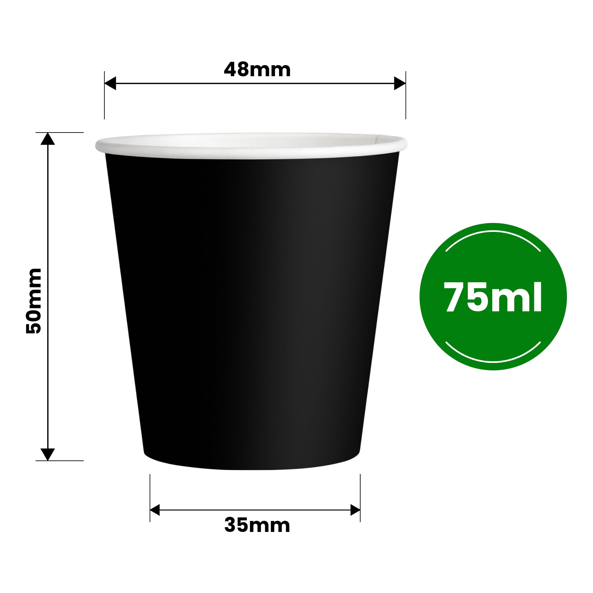 cubex professional 500 Bicchieri in Carta da 75 ML Neri, per Caffè, Acqua, Bevande Calde e Fredde, 100% Riciclabili