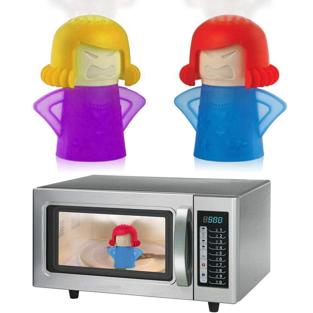 Abnaok Angry Mama Microwave Cleaner Angry Mom Microwave Oven Steam Cleaner with Vinegar and Water for Kitchens, Steamer Cleaning Equipment Easily Cleans in Minutes with English Manual (Blue+ Purple)