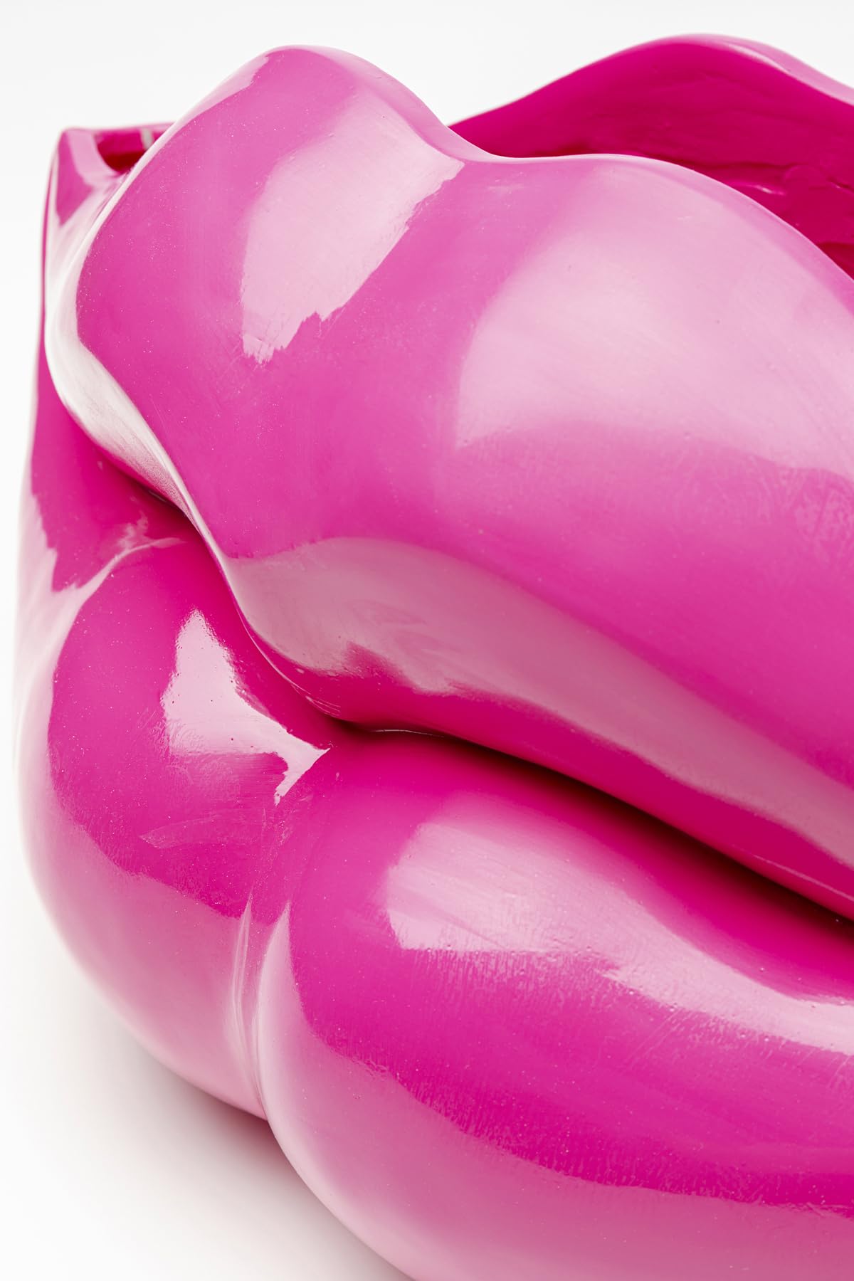 KARE Design vaso decorativo Lips, fuchsia, motivo bocca, labbra, bacio, per fiori secchi, stile pop art, idea regalo nozze, decorazione cameretta ragazze, 28 cm