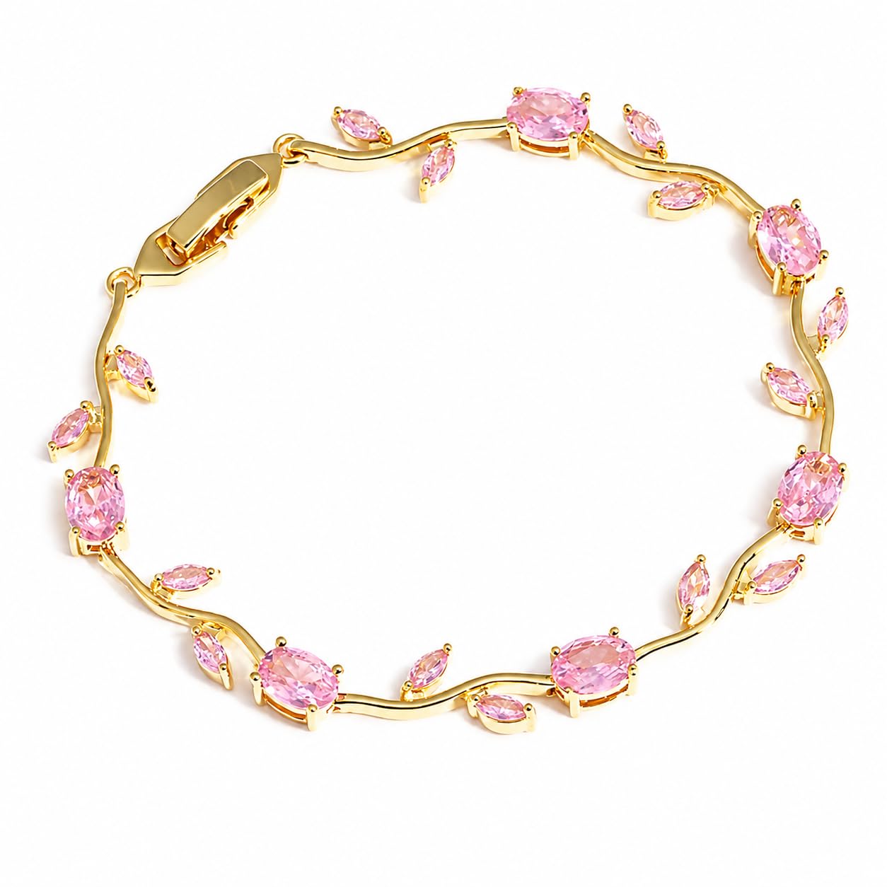 Tulip Bracelet for Women & Girls | Pink Floral Anti Tarnish Gold Chain Bracelet | Trendy Daily Wear Bracelet | Elegant Party Jewelry Gift for Her-image-18
