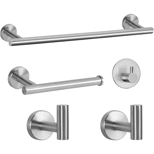 NearMoon Bathroom Hardware Set SUS 304 Thicken Stainless Steel-Towel Bar Set Include 20" Towel Rod, Toilet Paper Holder, Multifunctional Hooks Bathroom Accessories (Brushed Nickel, 5 Pcs)