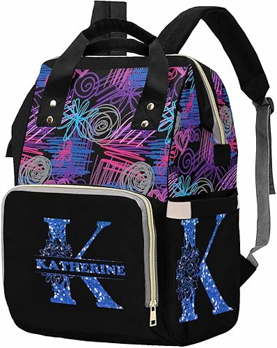M YESCUSTOM Mochila de pañales personalizada con texto de nombre, bolsa de pañales de lactancia personalizada para bebé, niño, niña, regalo de