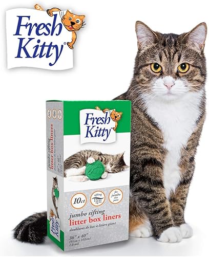 Fresh Kitty - 10 forros duraderos para cajas de arena, fáciles de limpiar, elásticos jumbo, bolsas para gatos y mascotas